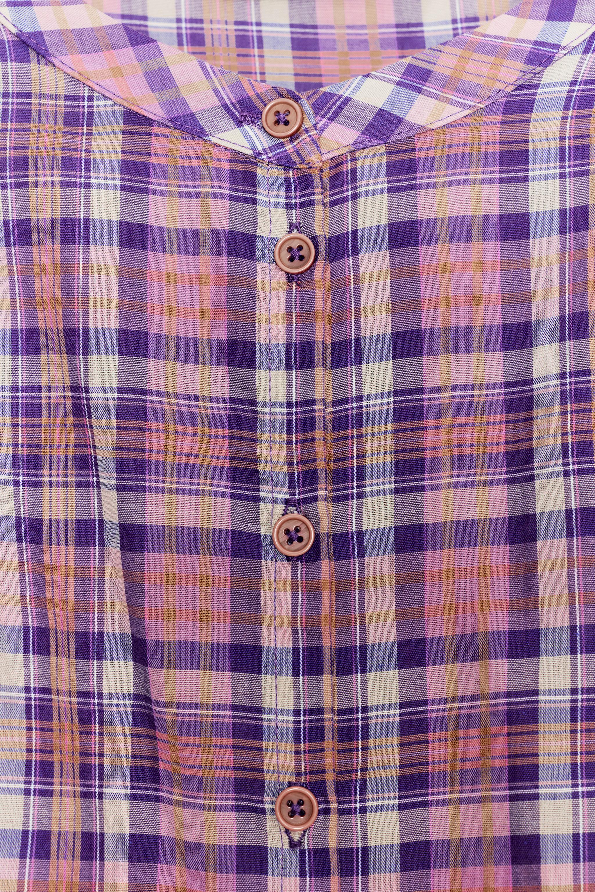 PLAID ROUND NECK BLOUSE